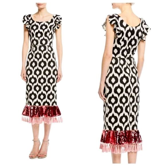 Sachin + Babi Ayran Midi Sequin Tassel Cocktail Dress NEW Size 4 (FLAWED) - Picture 1 of 11